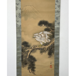 Kakemono pintura antigua japonesa 60 águila-montaña vista 2