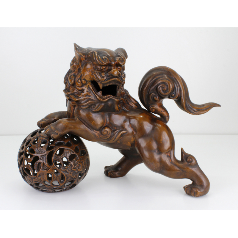 Figura japonesa bronce FIG32 león de Fu -Komainu- XXL