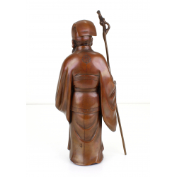 Figura antigua japonesa de bronce FIG34 monje vista 2