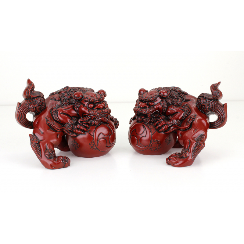 Pair of Japanese Foo lions figures -Komainu- FIG36