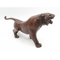 Figura japonesa bronce FIG38 tigre del zodiaco chino vista 3