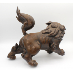 Figura japonesa bronce FIG37 león de Fu -Komainu- vista 3