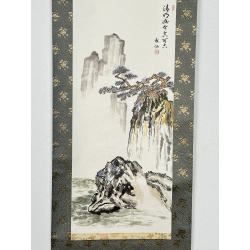 Kakemono old Japanese painting 77 mountain pine view 2