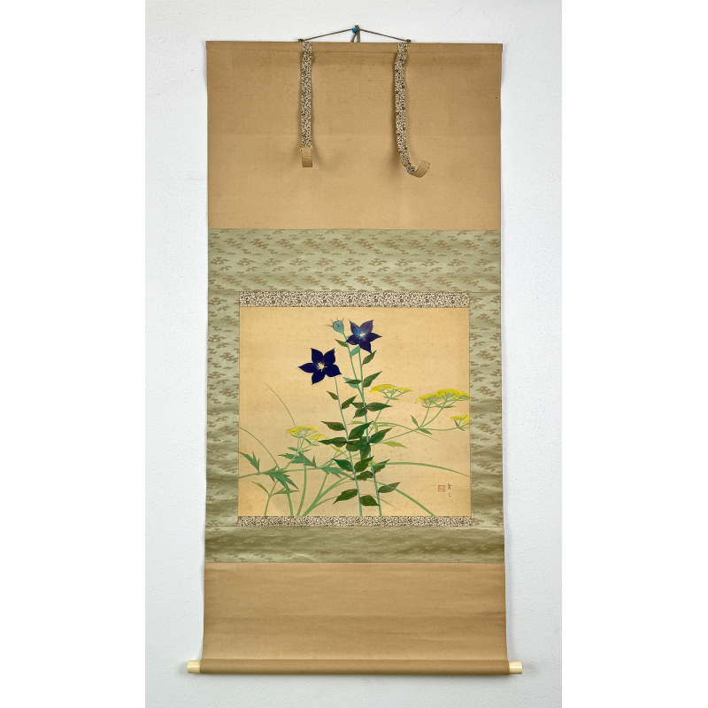 Kakemono pintura antigua japonesa 95 flores