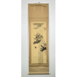 Kakemono pintura antigua japonesa 87 aves y bambú