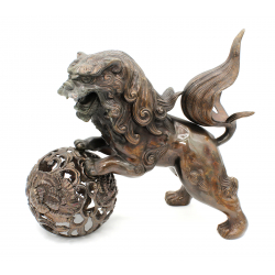 Figura japonesa bronce FIG43 león de Fu -Komainu