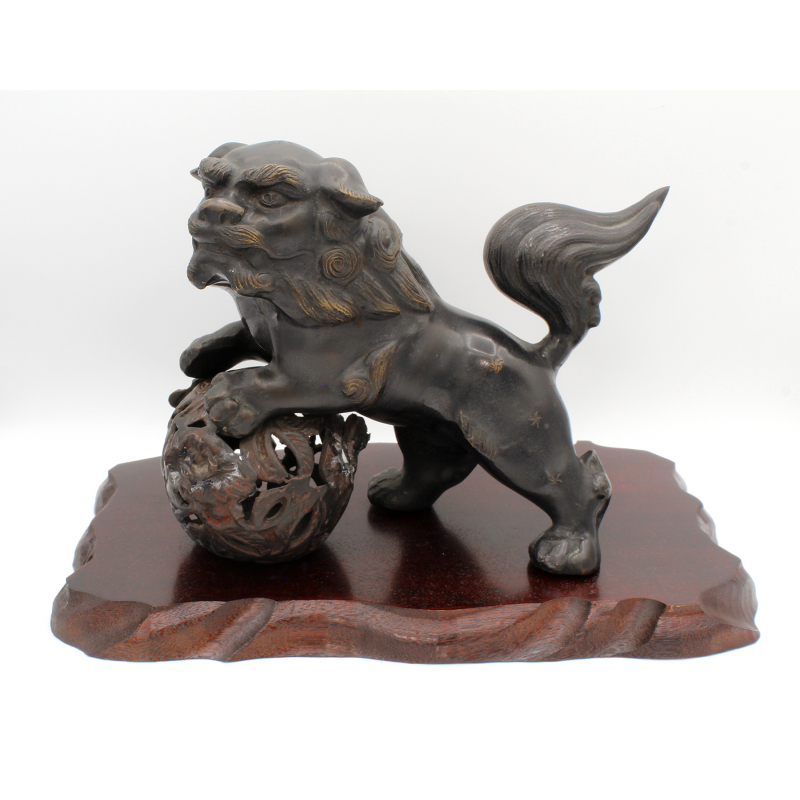 Japanese bronze Foo lion -Komainu- figure FIG47